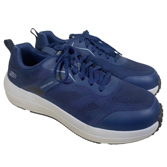 NWT Skechers Work Men's 11 Wide Carbon Nano Navy Blue Mesh Sneakers Shoes